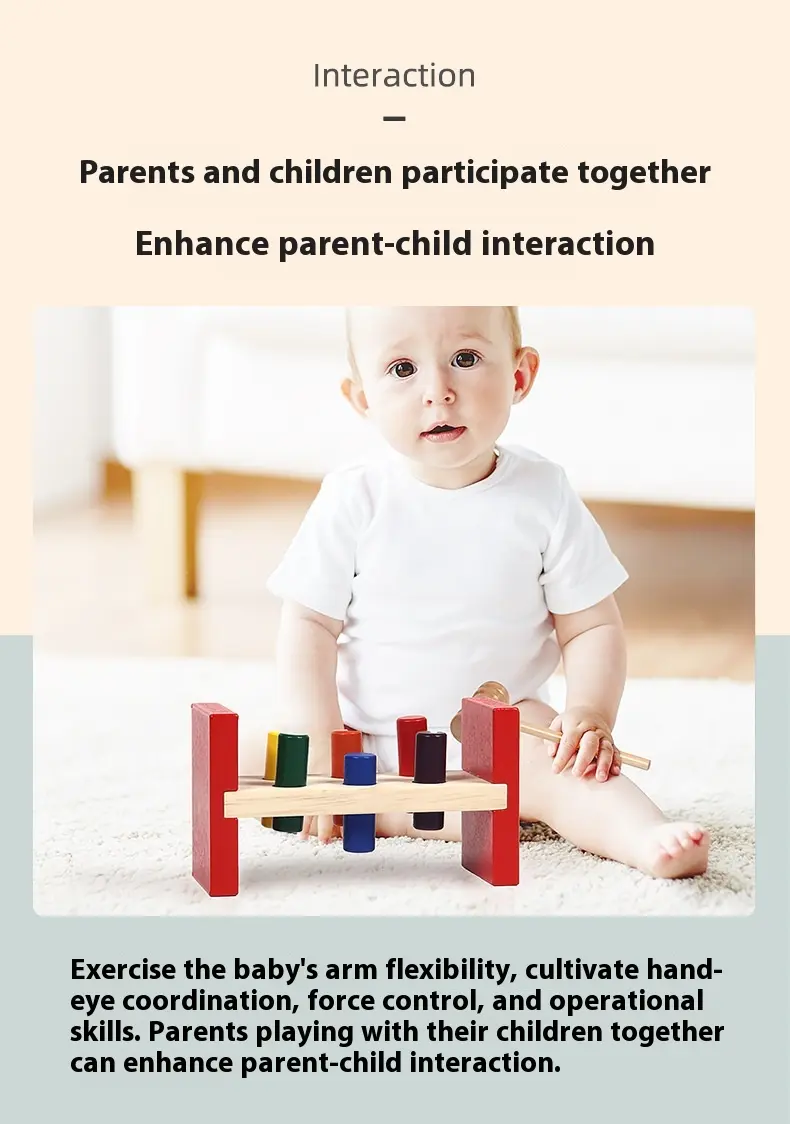 Wooden children's educational early education fun percussion table Color piling table toddler toys baby toys