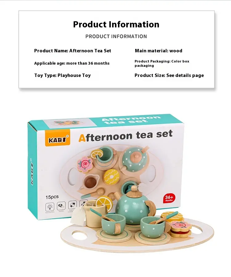 Children early education simulation afternoon tea dessert cake sale tea pot cup tea set wooden toys food toys for children