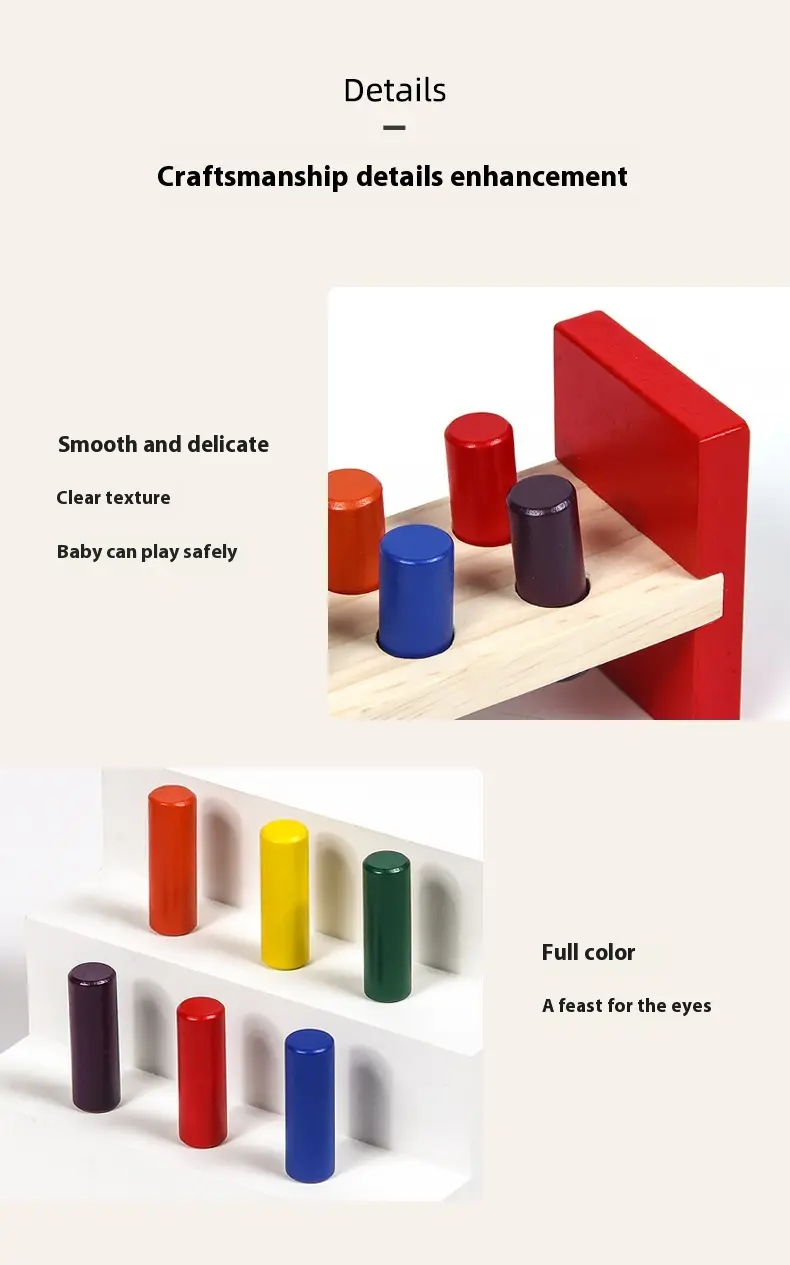 Wooden children's educational early education fun percussion table Color piling table toddler toys baby toys
