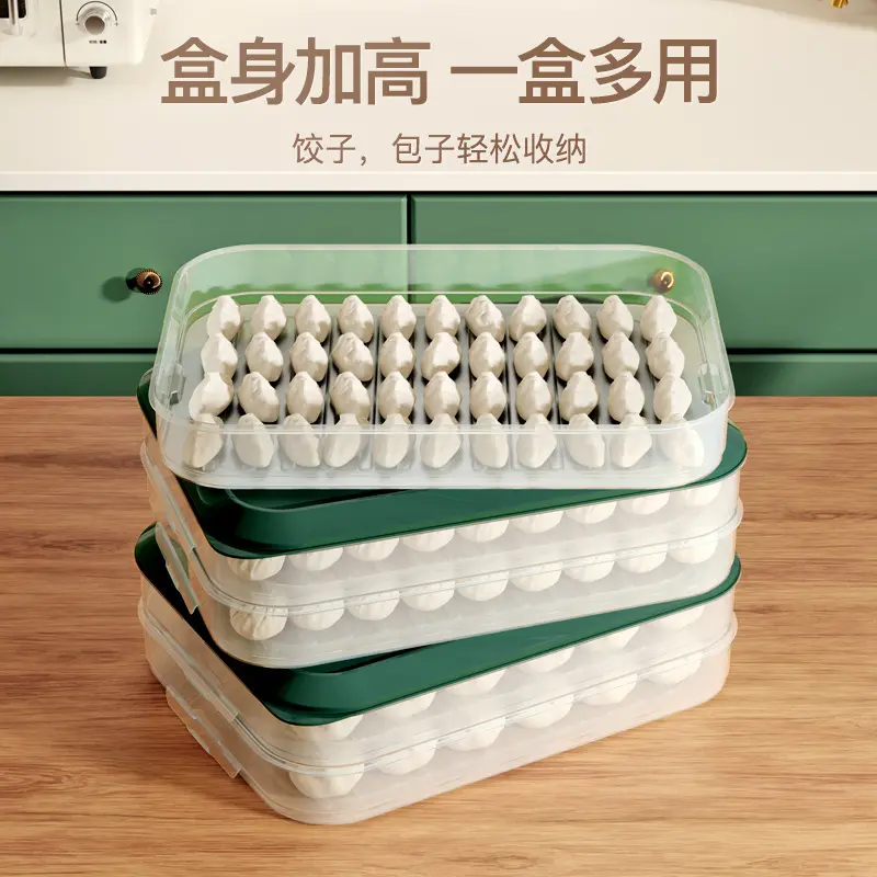 Multi-layer Quick-frozen Dumpling Box with Date Refrigerator Frozen Dumplings Fresh Food Grade Storage Box kitchen organizer