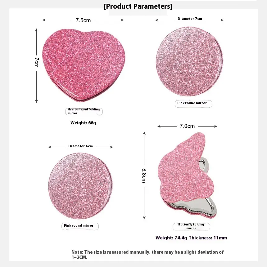 High value love mirror portable mini female student dormitory folding double-sided mirror round portable makeup mirror