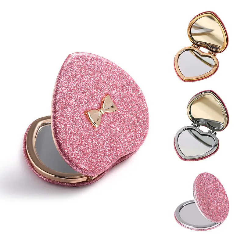 High value love mirror portable mini female student dormitory folding double-sided mirror round portable makeup mirror