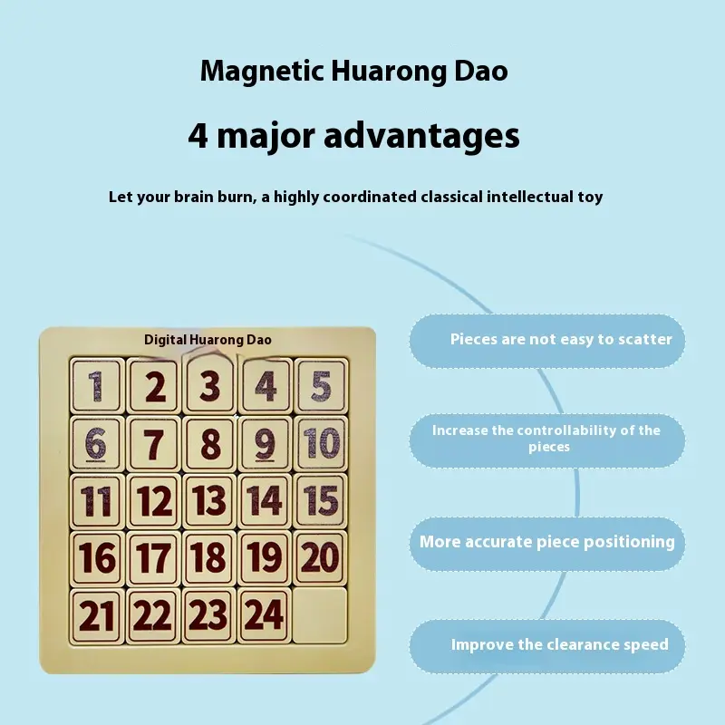 Magnetic Digital Huarong Road Sliding Puzzle Children's Educational Toys puzzles for kids