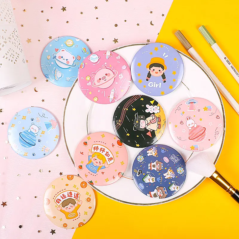 Tinplate small gift mirror Korean version sweet and cute little mirror body mirror makeup mirror mirror makeup  hand mirror