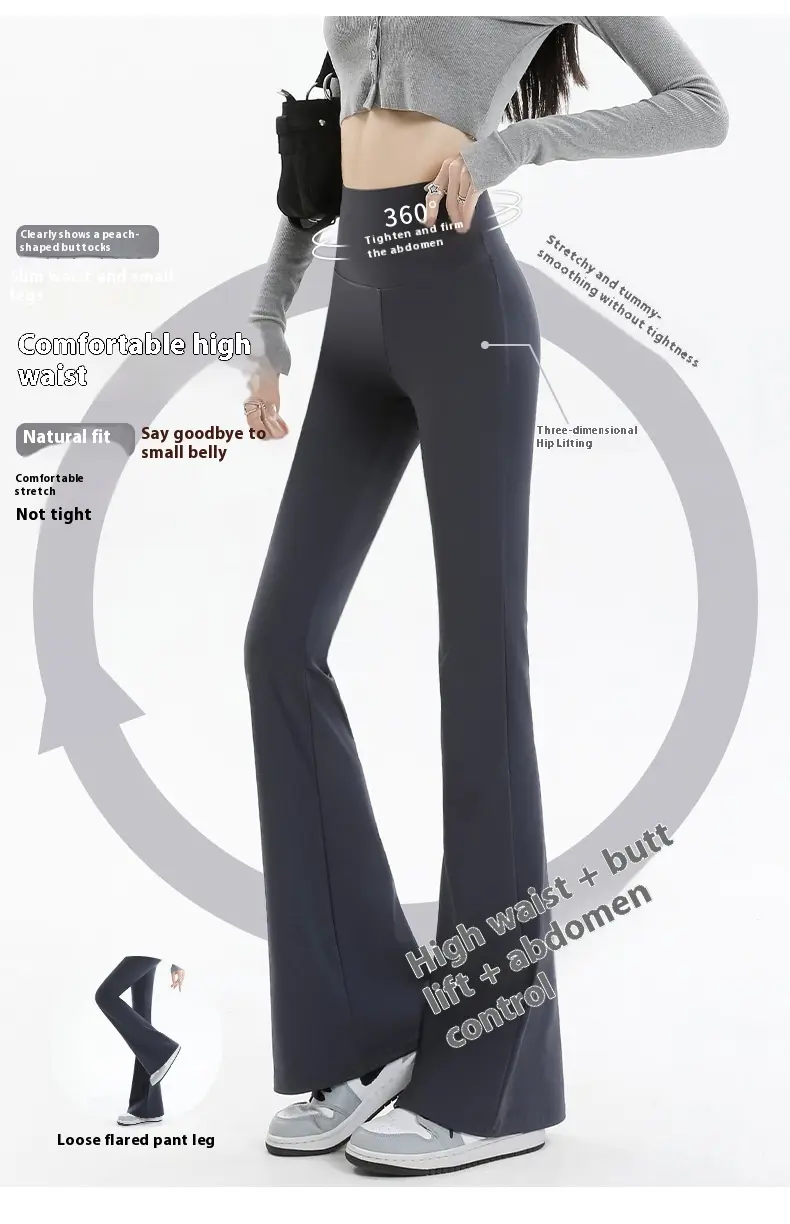 Shark pants micro-pull pants high waist slim-fitting horseshoe pants tight flared pants women pants leggings mujer gym