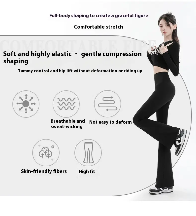 Shark pants micro-pull pants high waist slim-fitting horseshoe pants tight flared pants women pants leggings mujer gym