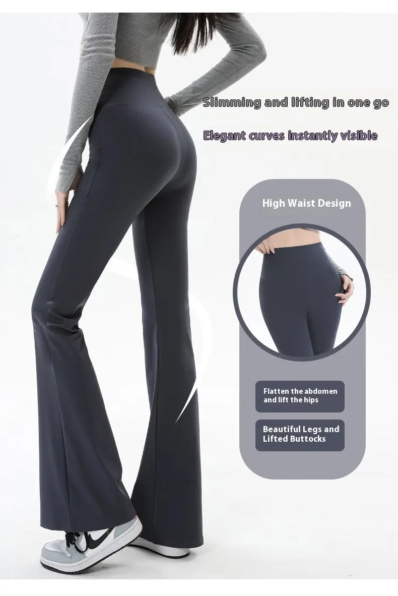 Shark pants micro-pull pants high waist slim-fitting horseshoe pants tight flared pants women pants leggings mujer gym