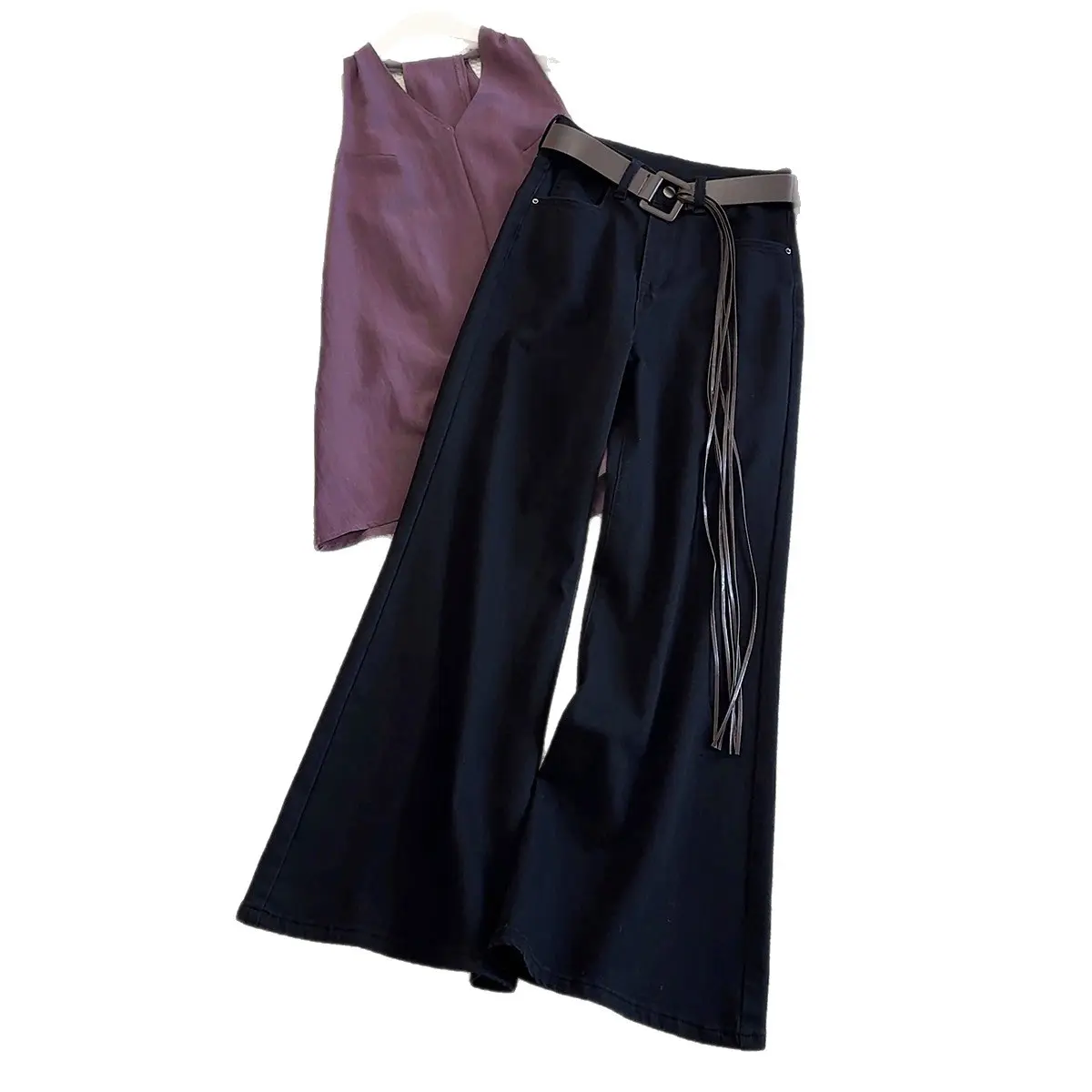Quality denim wide-leg pants women's casual high-waisted loose and slightly slim straight pants slouchy jeans women clothing