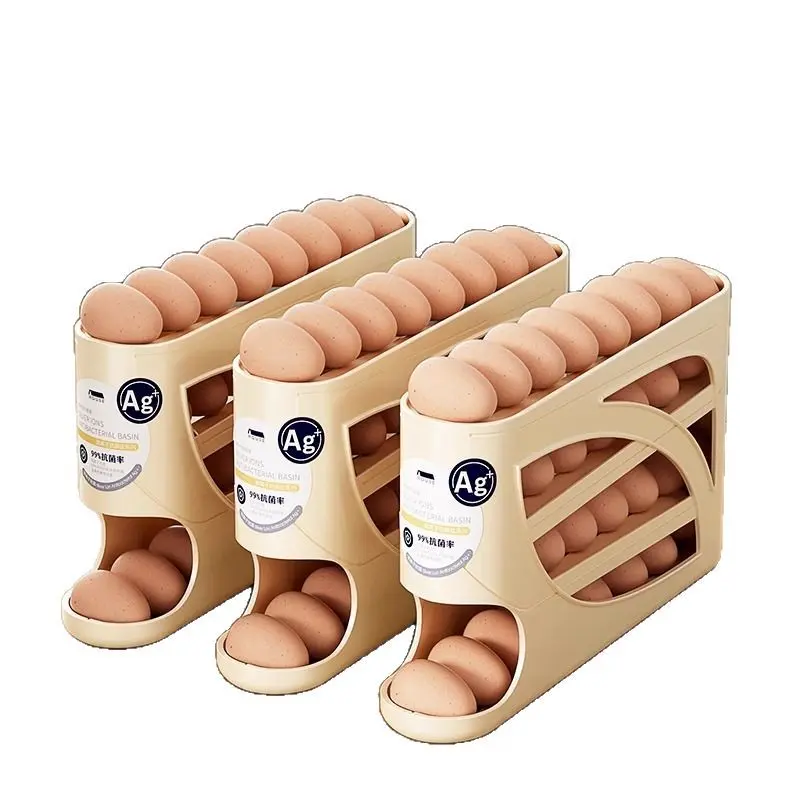 Rolling egg storage box, multi-layer oblique automatic egg roller, refrigerator side door egg tray special fresh-keeping box
