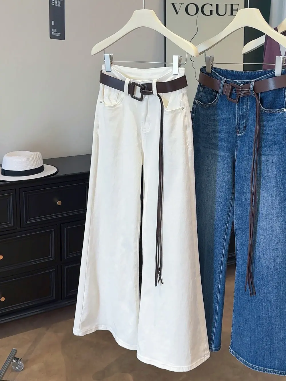 Quality denim wide-leg pants women's casual high-waisted loose and slightly slim straight pants slouchy jeans women clothing