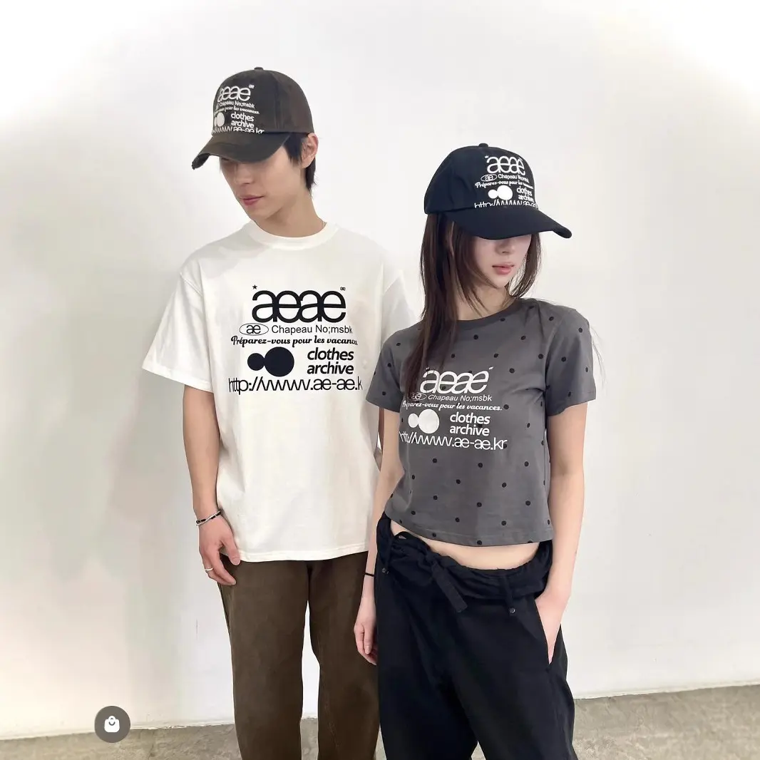 Polka dot letter print crew neck short long loose short-sleeved top couple t shirt tops t shirt women