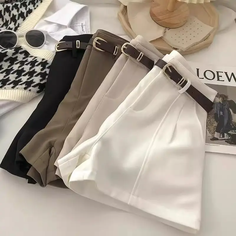 High waist white shorts women's suit wide leg pants loose and versatile outer wear fashion casual pants short pants women