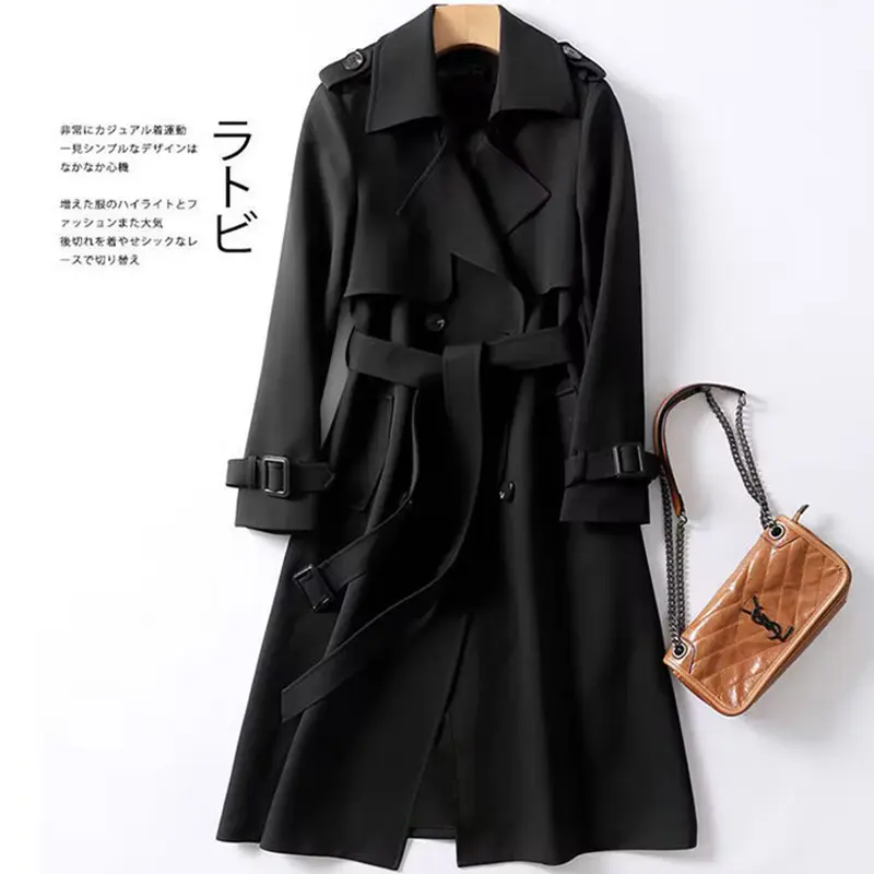 Trench Coat for Women's Temperament Commuting Korean Version of Small Popular British Style Long Coat Coats Trench Coats
