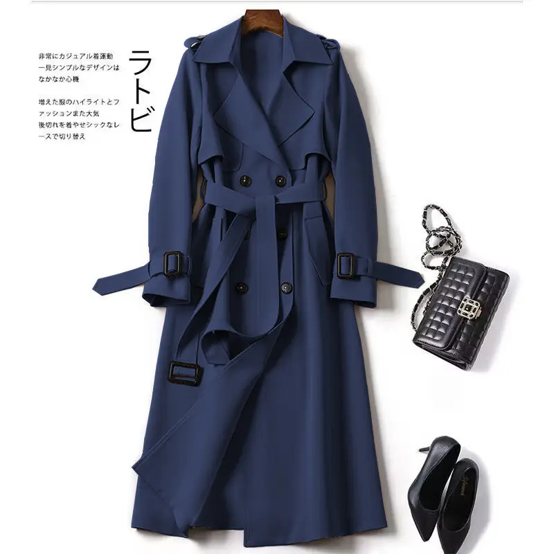Trench Coat for Women's Temperament Commuting Korean Version of Small Popular British Style Long Coat Coats Trench Coats
