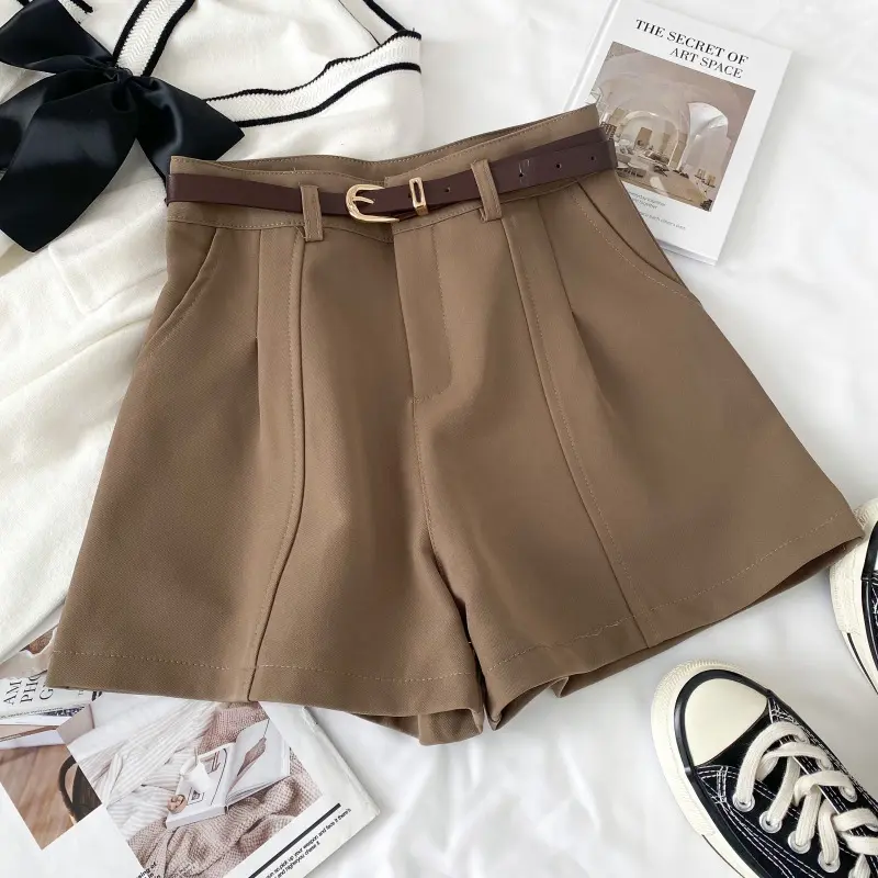 High waist white shorts women's suit wide leg pants loose and versatile outer wear fashion casual pants short pants women