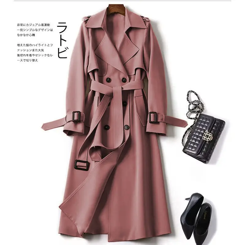 Trench Coat for Women's Temperament Commuting Korean Version of Small Popular British Style Long Coat Coats Trench Coats