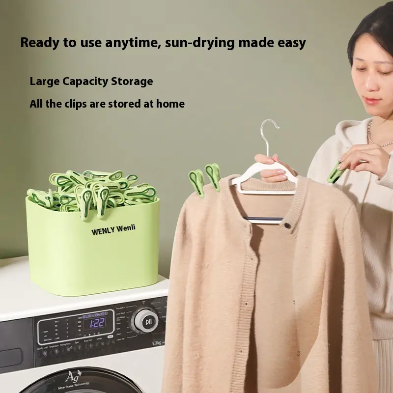 Clip clothes drying clip strong fixed socks clip storage basket household windproof and non-slip organizer box socks clips