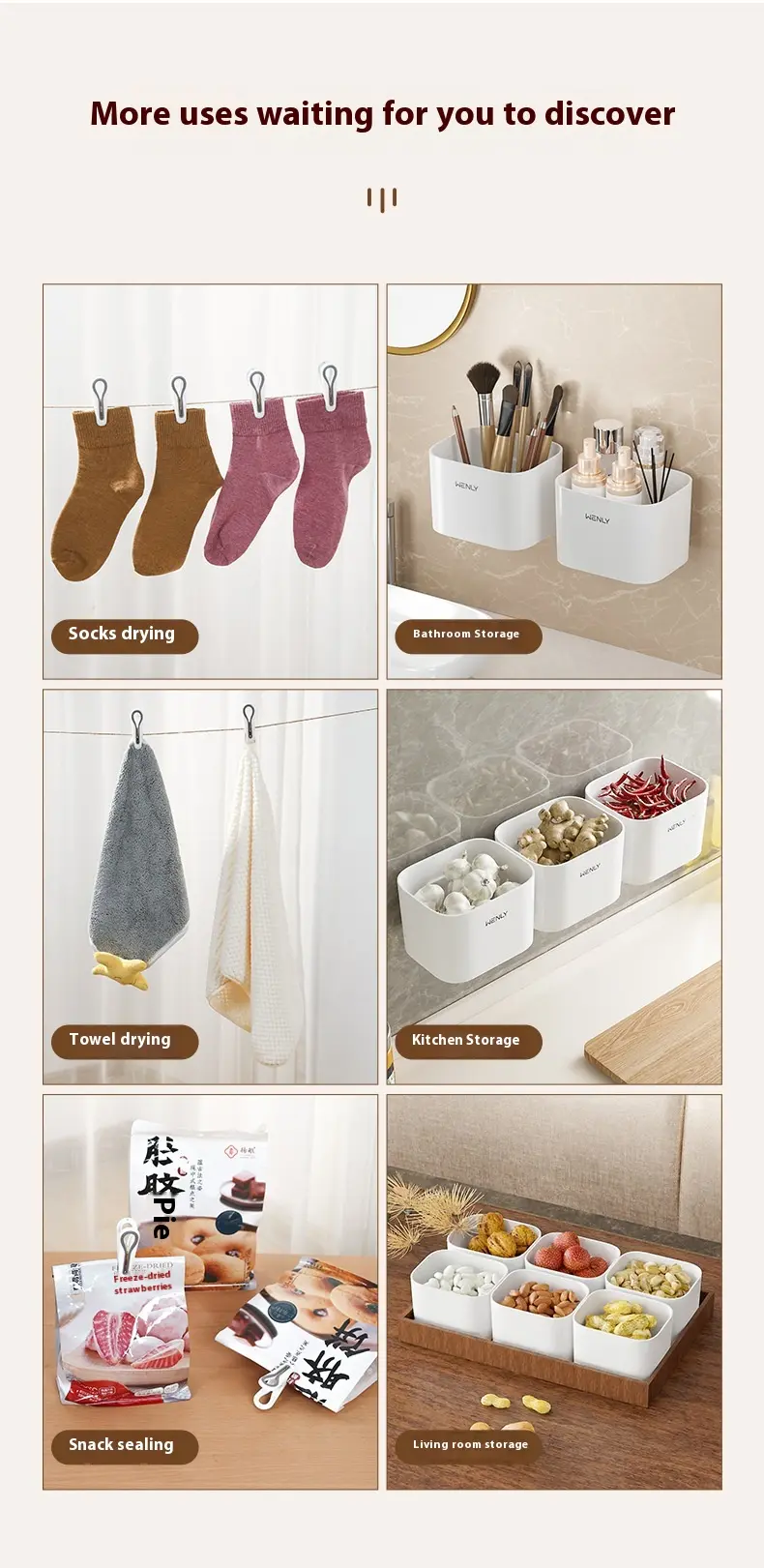Clip clothes drying clip strong fixed socks clip storage basket household windproof and non-slip organizer box socks clips