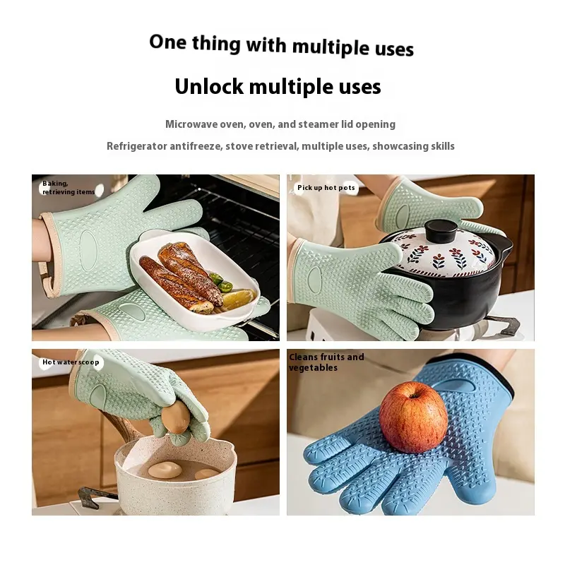 Silicone kitchen anti-scalding gloves high temperature microwave oven gloves baking gloves oven gloves heat resistant