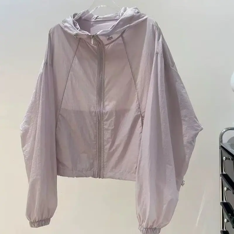 Temperament breathable sunscreen clothes women's thin cardigan sunscreen jacket spring and summer hooded sunscreen clothes
