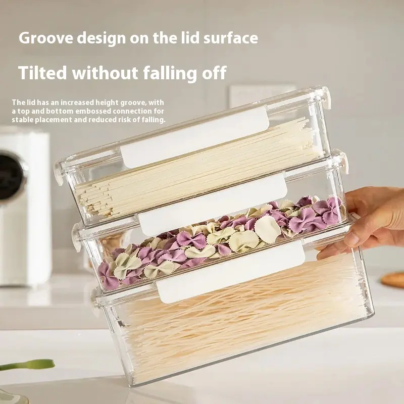 Noodle storage box Food grade rectangular pasta storage cylinder Noodle bucket Moisture-proof sealed tank kitchen storage