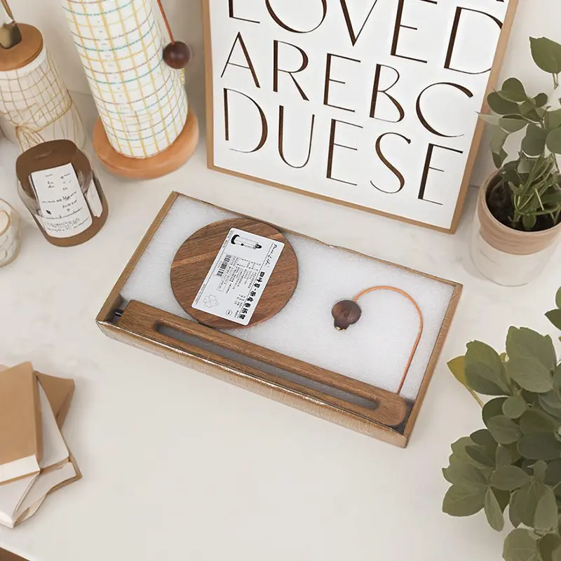 No punching wooden roll paper rack, plastic wrap storage rack, vertical rag, lazy rack.