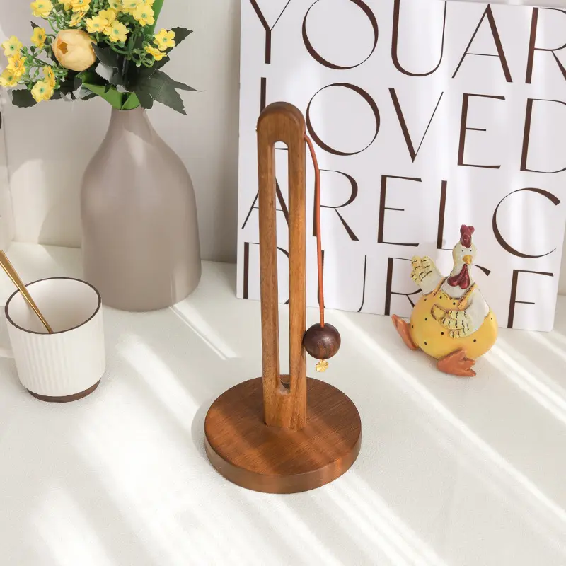 No punching wooden roll paper rack, plastic wrap storage rack, vertical rag, lazy rack.