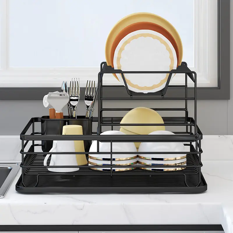 Dish Storage Rack Sink Drain Bowl Rack Shelf Kitchen Countertop Drain Storage Box