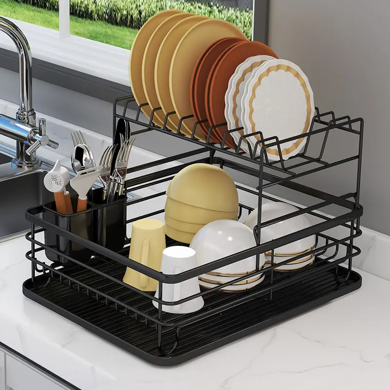 Dish Storage Rack Sink Drain Bowl Rack Shelf Kitchen Countertop Drain Storage Box