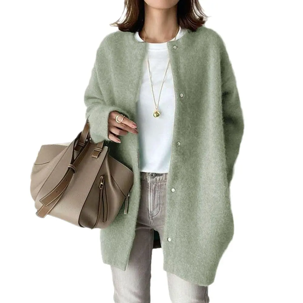 Autumn new super soft knitted coat shows thin design sense niche loose coat women cardigan women sweater