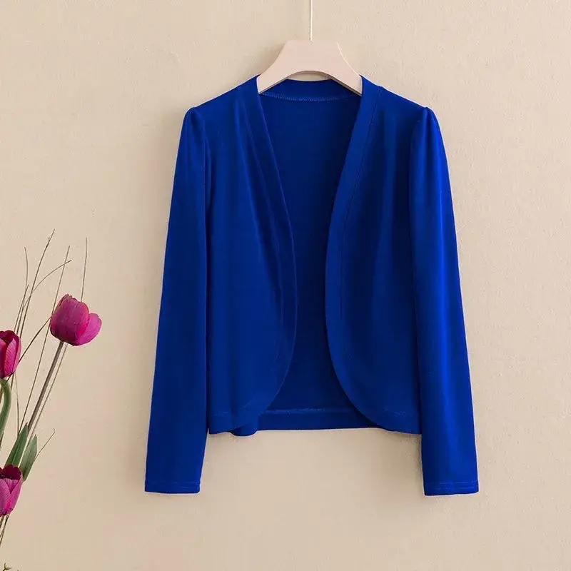 solid-color ice silk cardigan with shawl and anti-sun shoulder pads is fashionable and versatile, showing  white cardigan