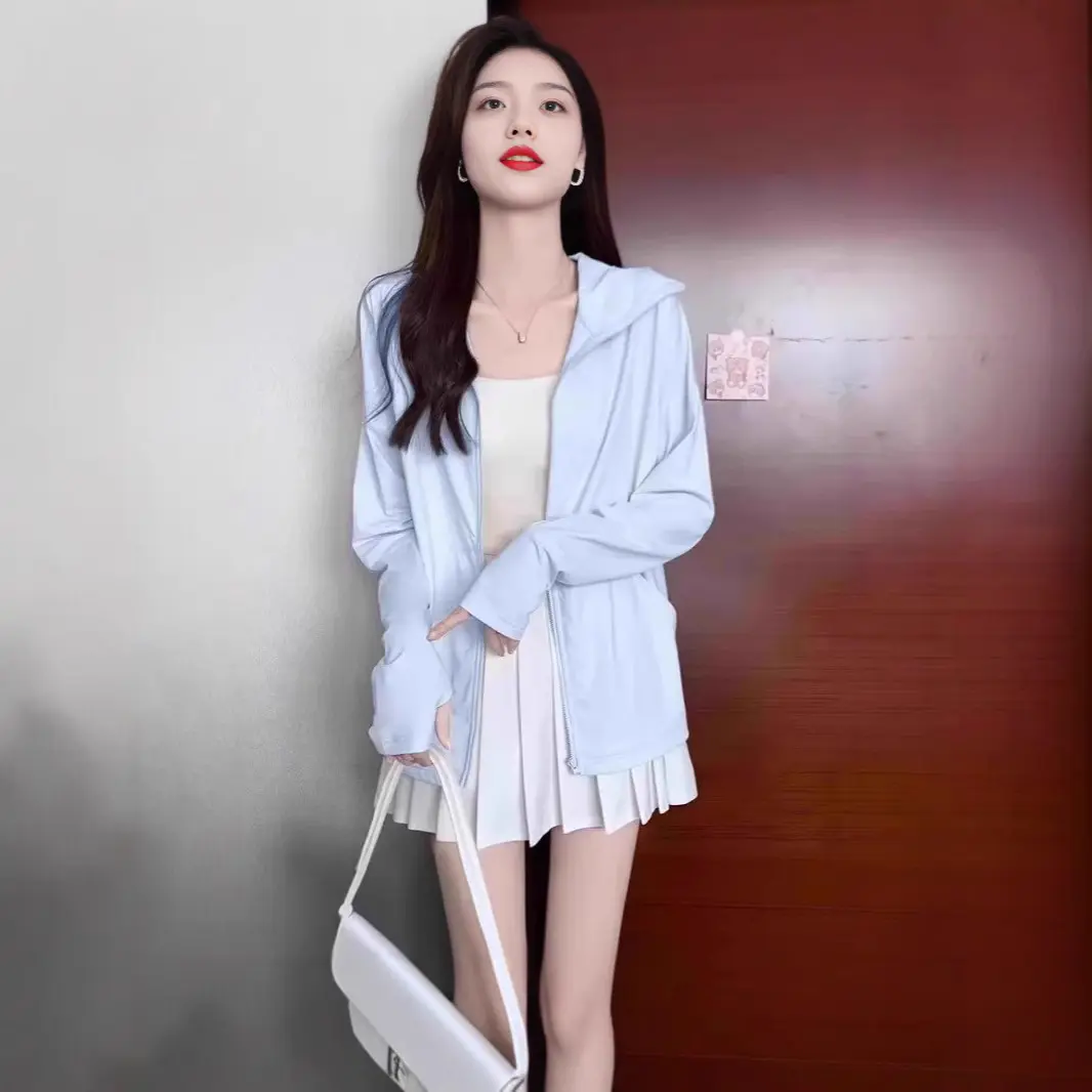 Ice silk purple sunscreen clothing women's loose casual sunscreen clothing cardigan top jacket cropped cardigan white cardigan