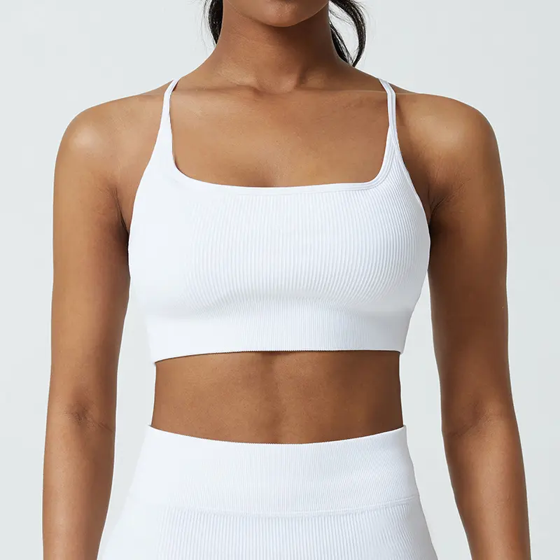 Threaded yoga top with chest pad, beautiful back, sports underwear, bra, vest, summer shock-proof underwear, large sport bra