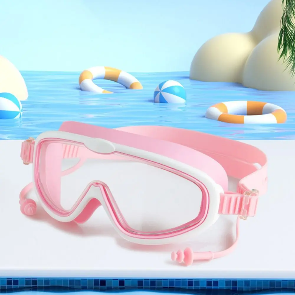 Big Frame Swim Children Goggles Anti-Fog Wide View Scuba Diving Swimming Glasses with Earplugs for Adult Youth Swim Eyewear