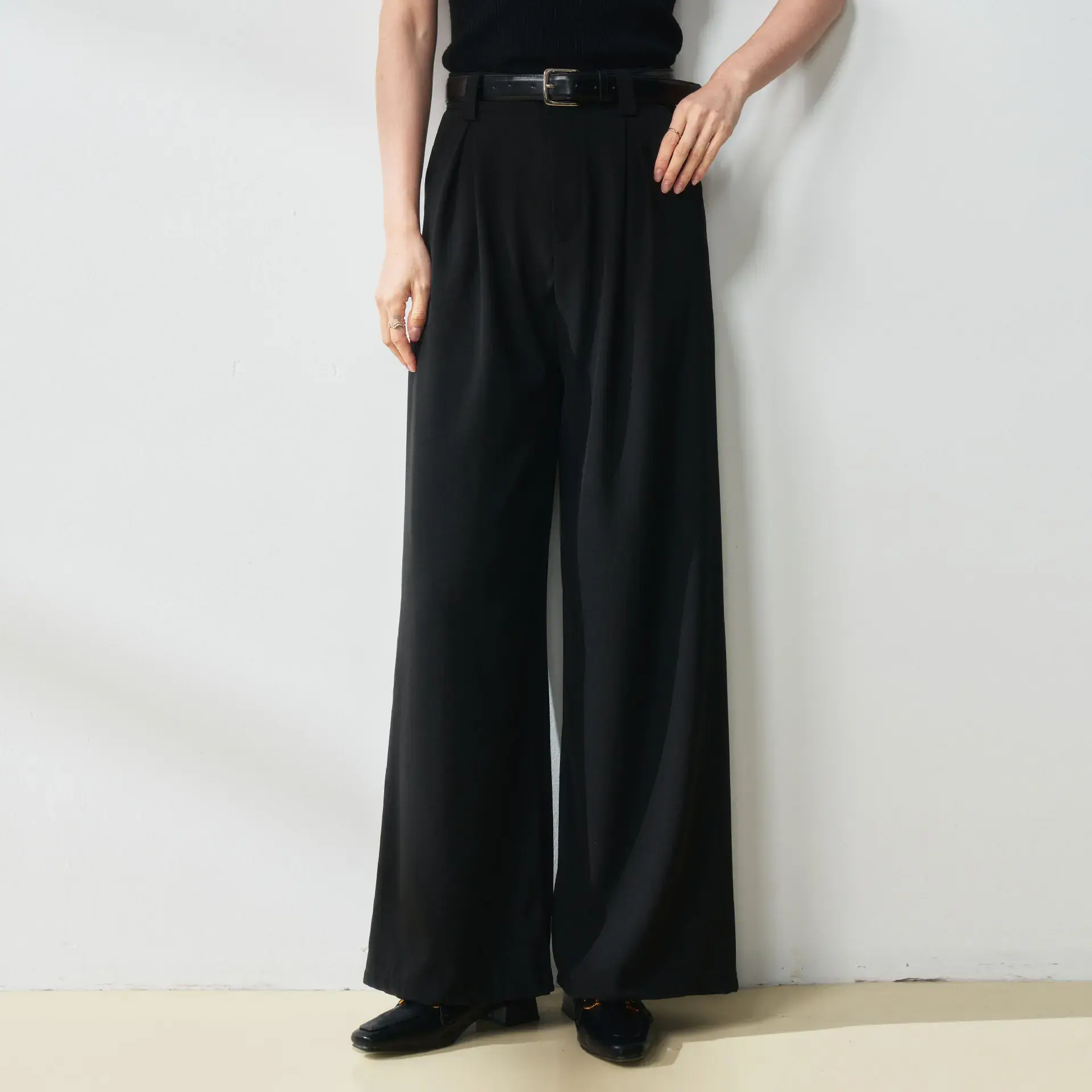Commuting versatile loose drape straight high long leg suit pants women vetement femme pants traf women