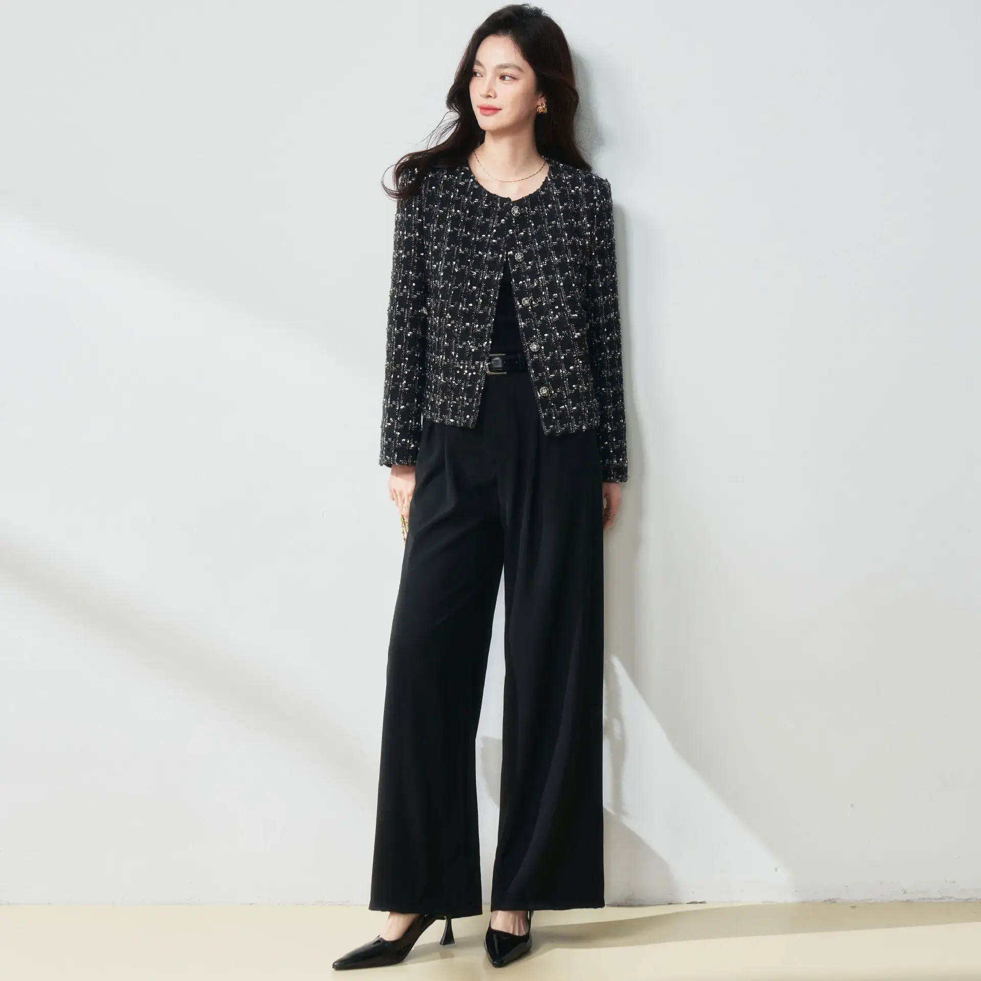 Commuting versatile loose drape straight high long leg suit pants women vetement femme pants traf women