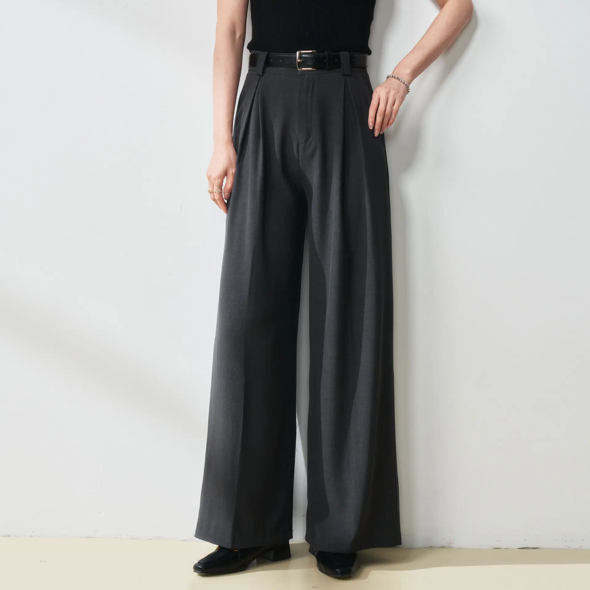 Commuting versatile loose drape straight high long leg suit pants women vetement femme pants traf women