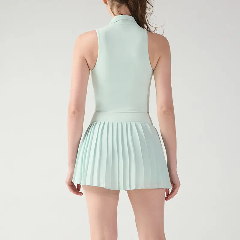 Summer pleated tennis skirt sports suit outdoor running fitness suit quick drying with pockets anti-light yoga skirt