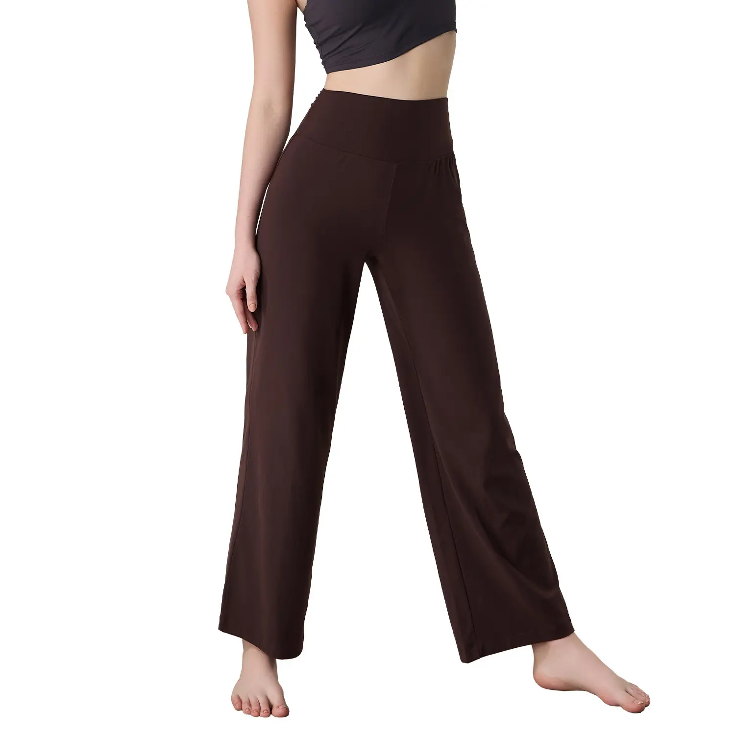 Naked and thin yoga pants women's hip lift high waist wide leg straight pants outdoor casual sports fitness pants pants women