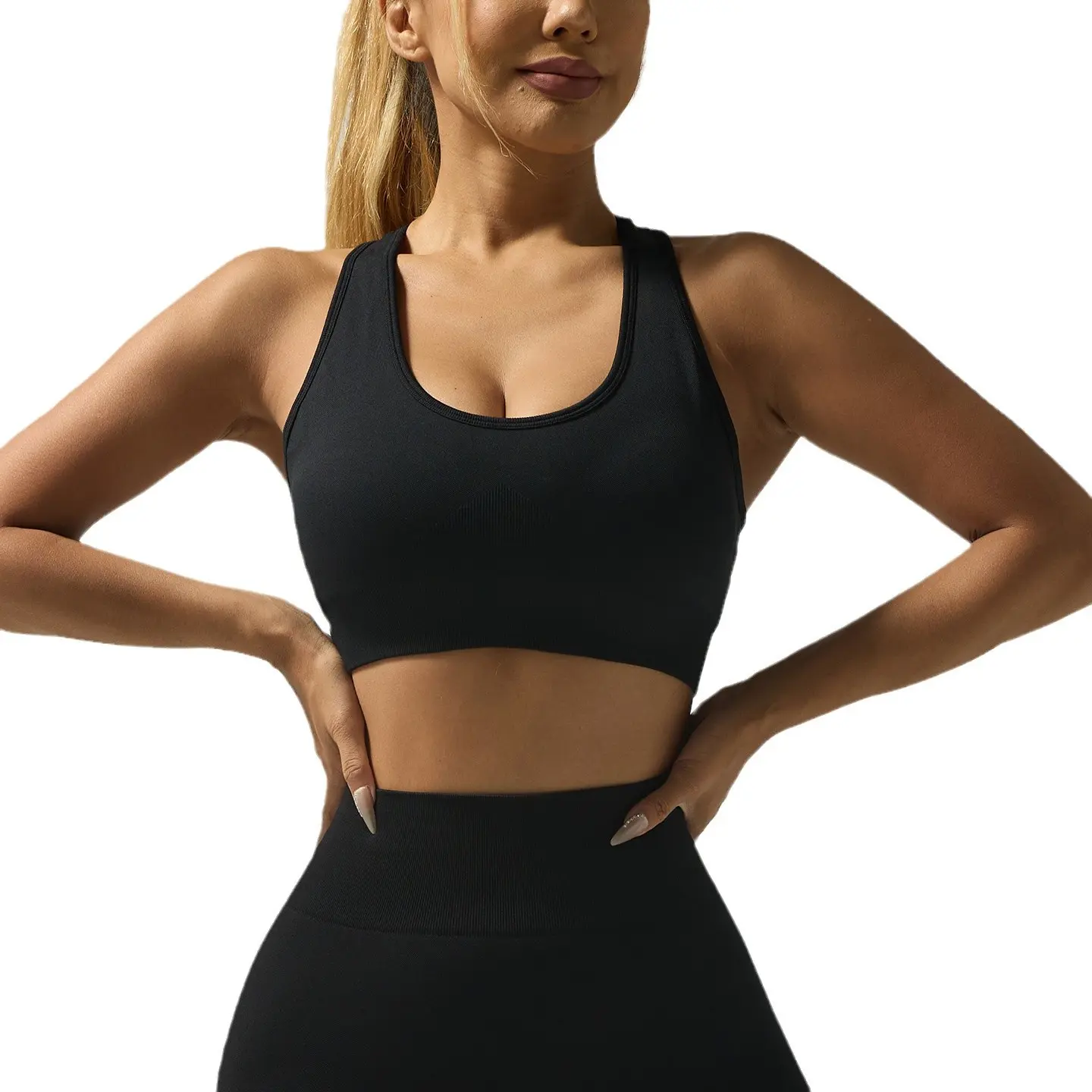 Beautiful back U-neck neck bra, shock-proof running fitness clothes, sports underwear, yoga clothes, vest, breathable