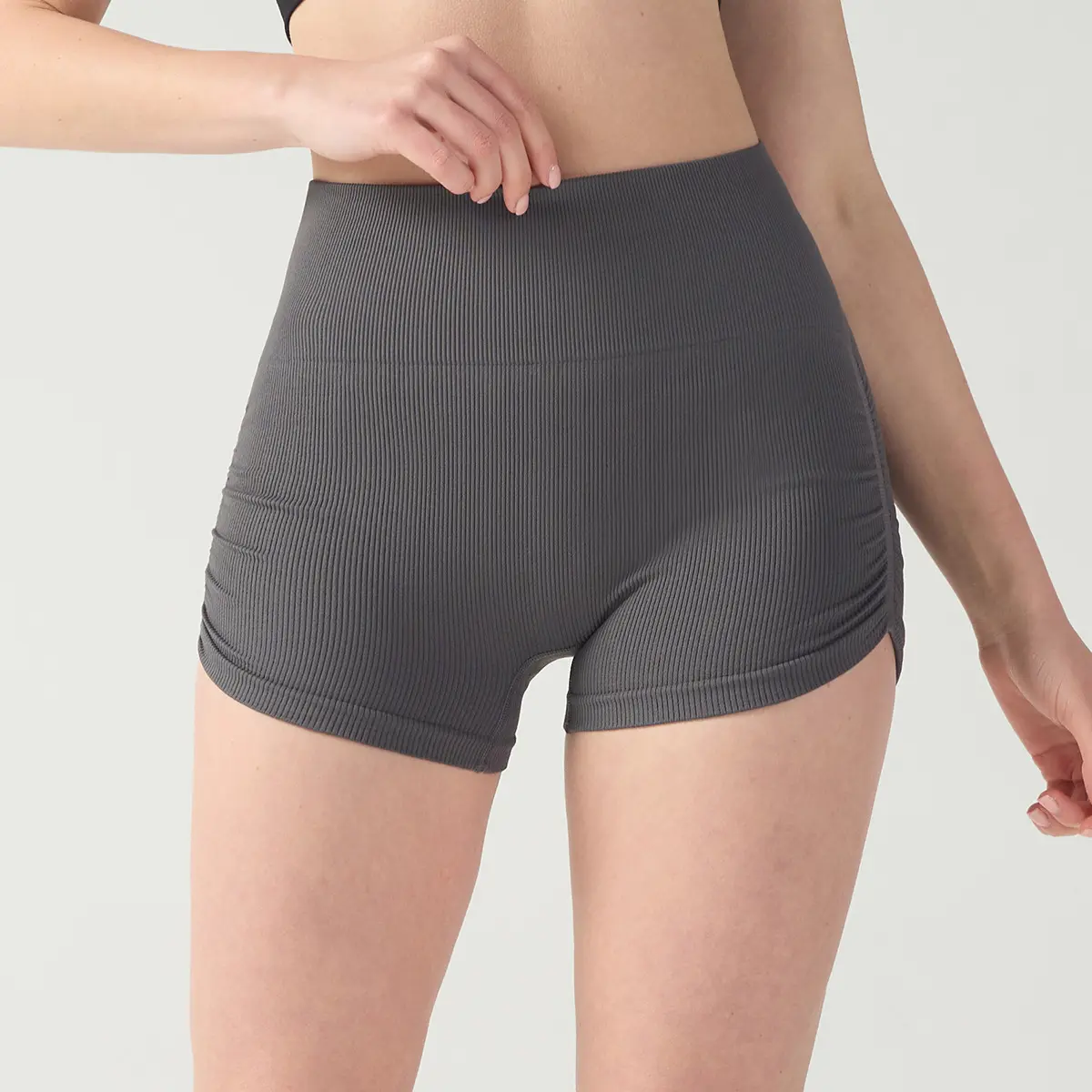 Pleated High Waist Hip Lift  Pants Short Women's Breathable Fitness Skinny Summer Outdoor Running Cycling Shorts biker shorts