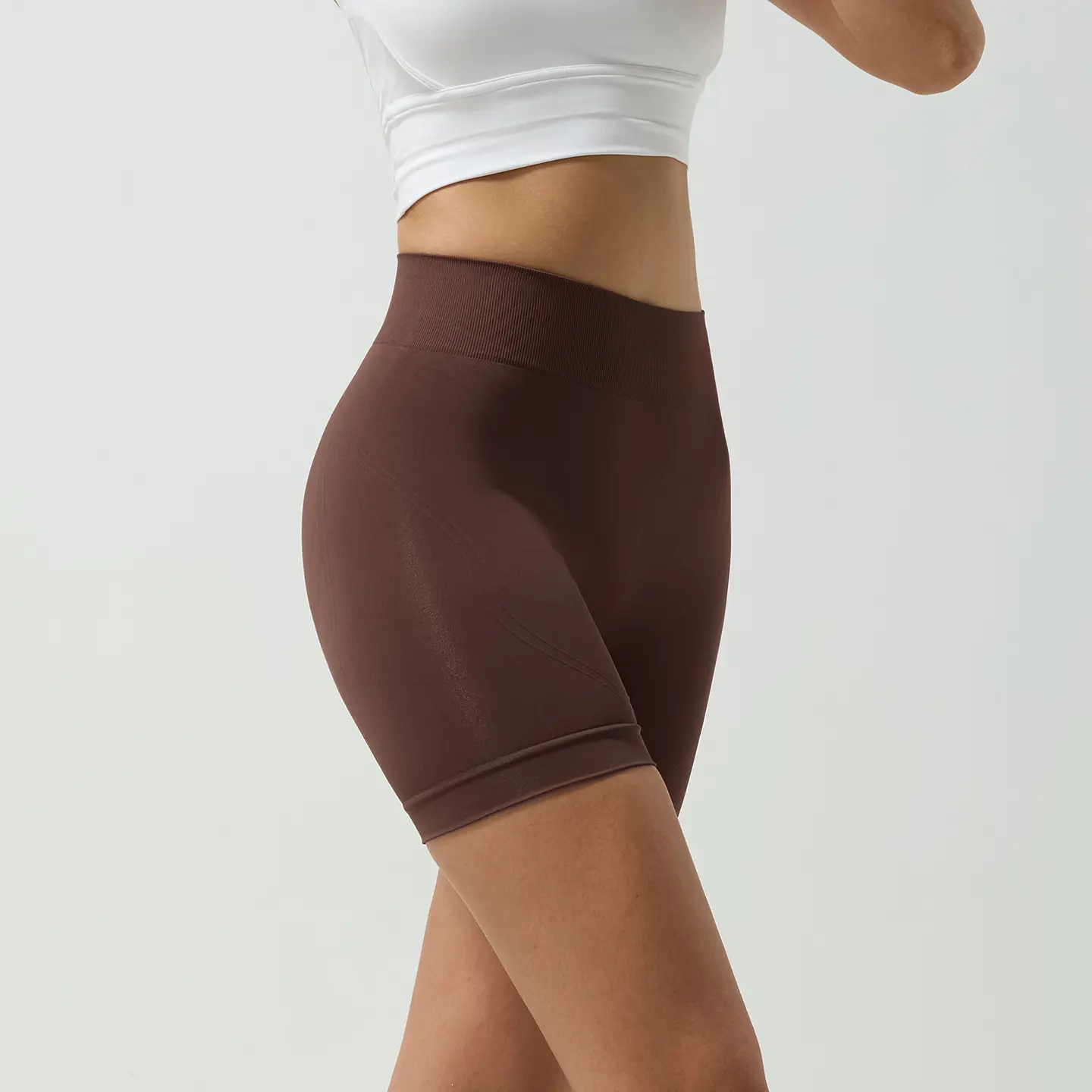 Seamless naked ammonia three-point tight yoga shorts summer running cycling pants waist and hip lift sports fitness shorts