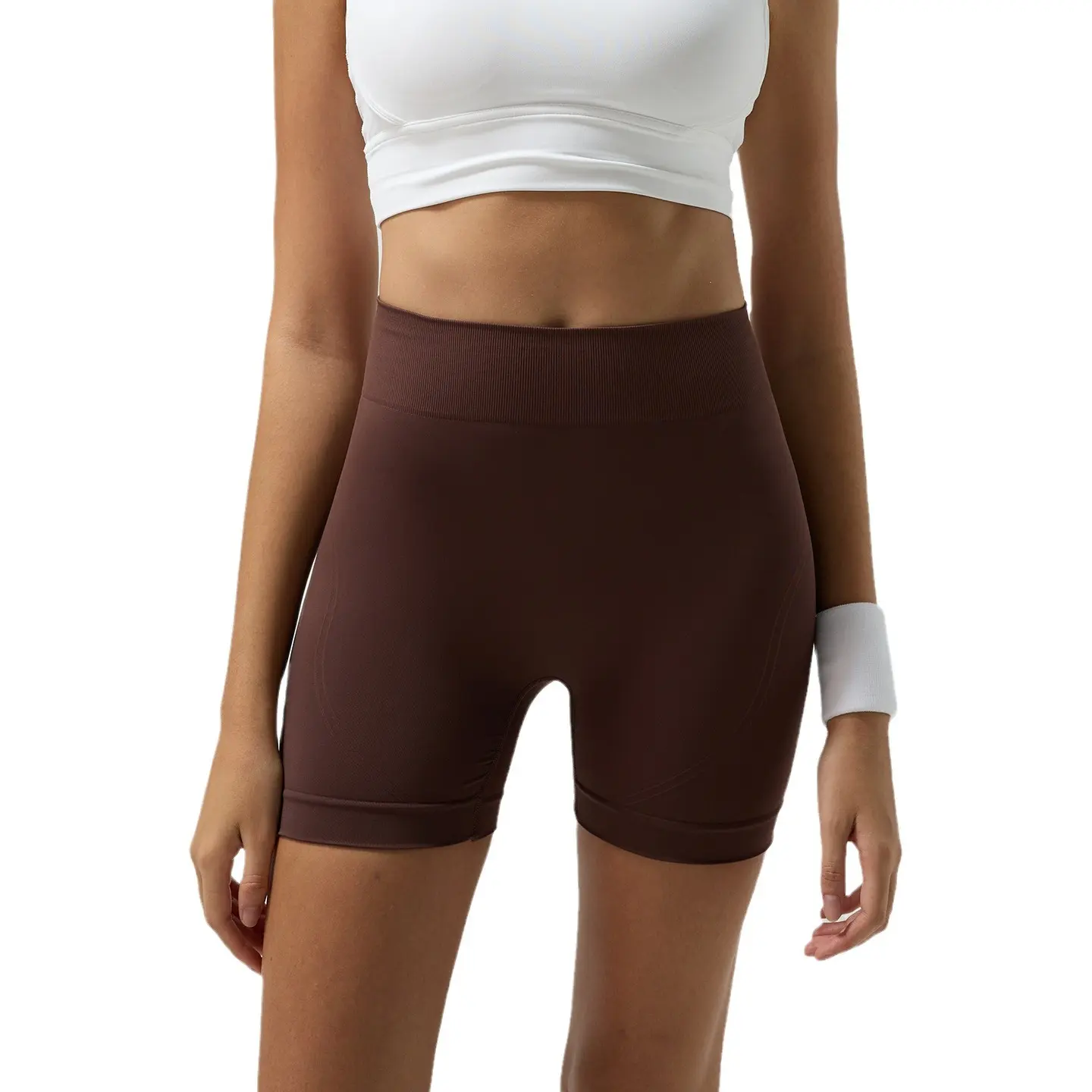 Seamless naked ammonia three-point tight yoga shorts summer running cycling pants waist and hip lift sports fitness shorts