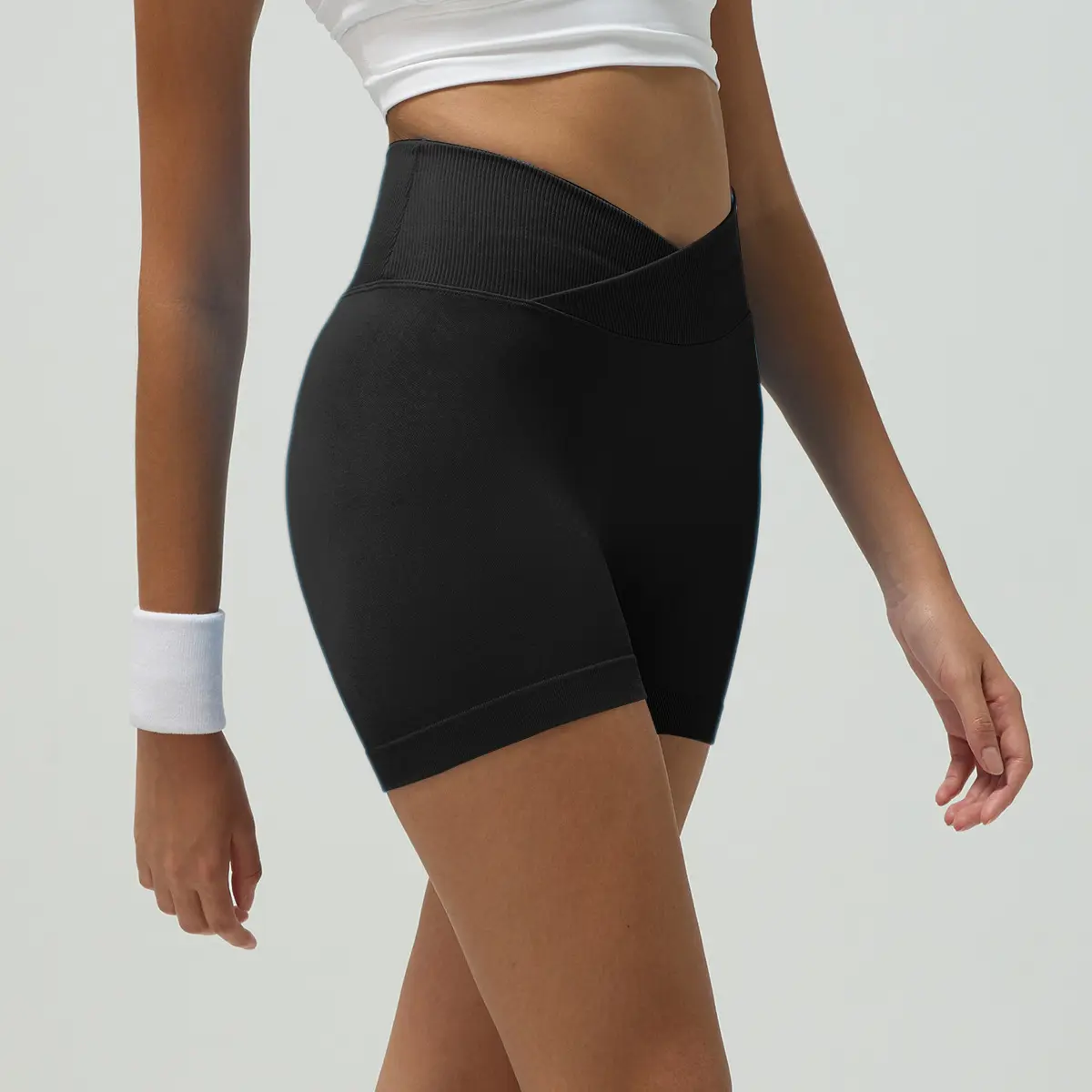 High Elasticity Seamless Low Waist Cross Waist Yoga Shorts Summer Running Cycling Pants Yoga Shorts Sports Fitness