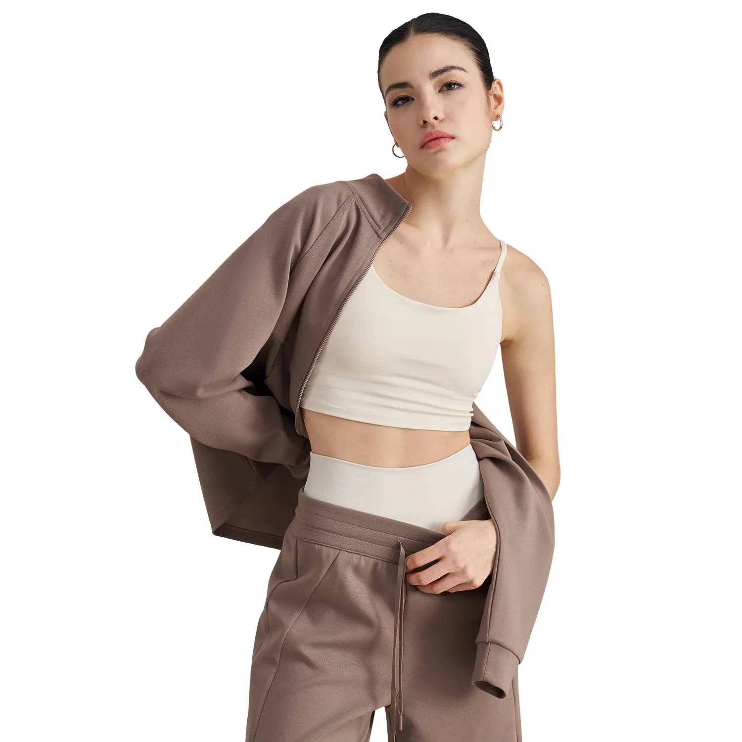 Temperament collar sports jacket long-sleeved slim-fitting versatile and thin fitness clothes loose casual top yoga tops women