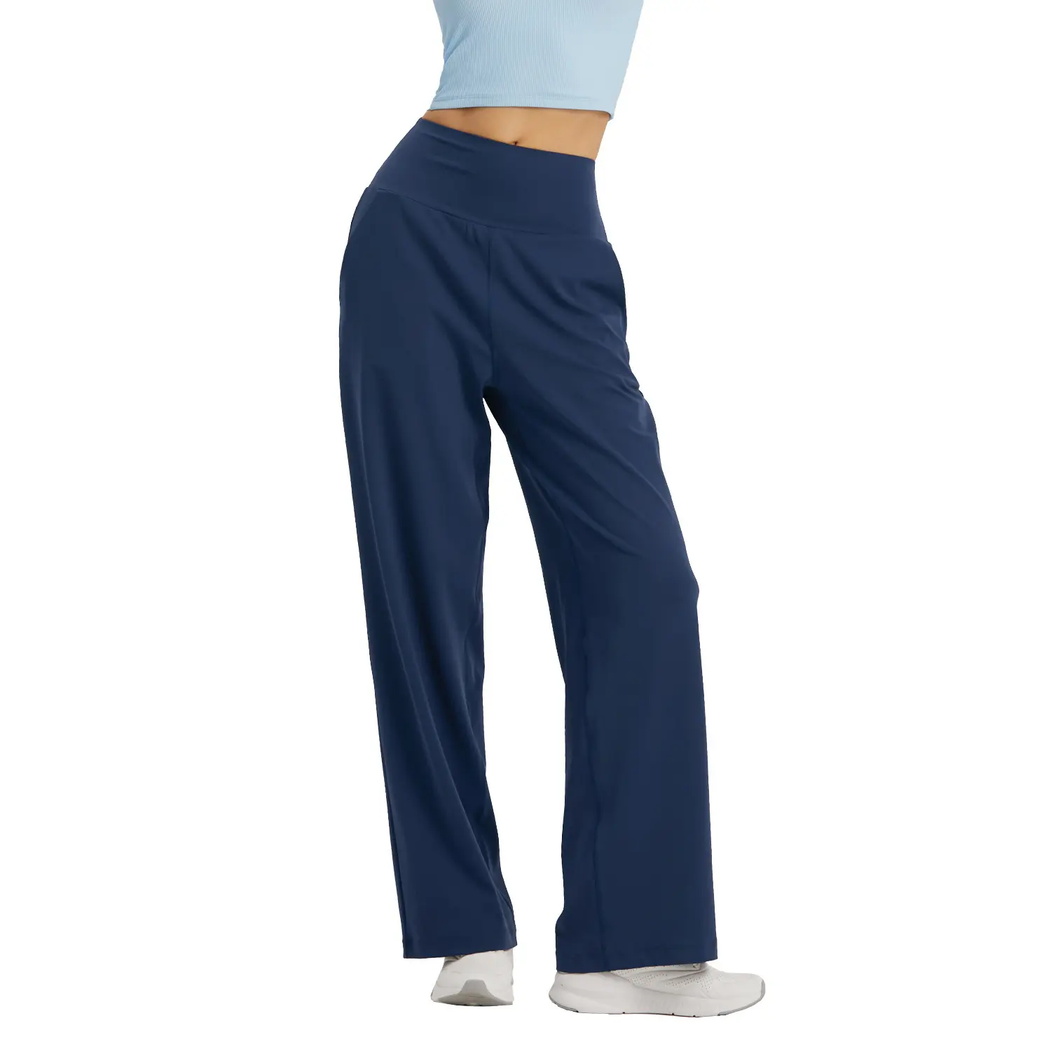 Naked high-waisted sports trousers women's wide-leg and thin straight-leg trousers outdoor running training fitness trousers