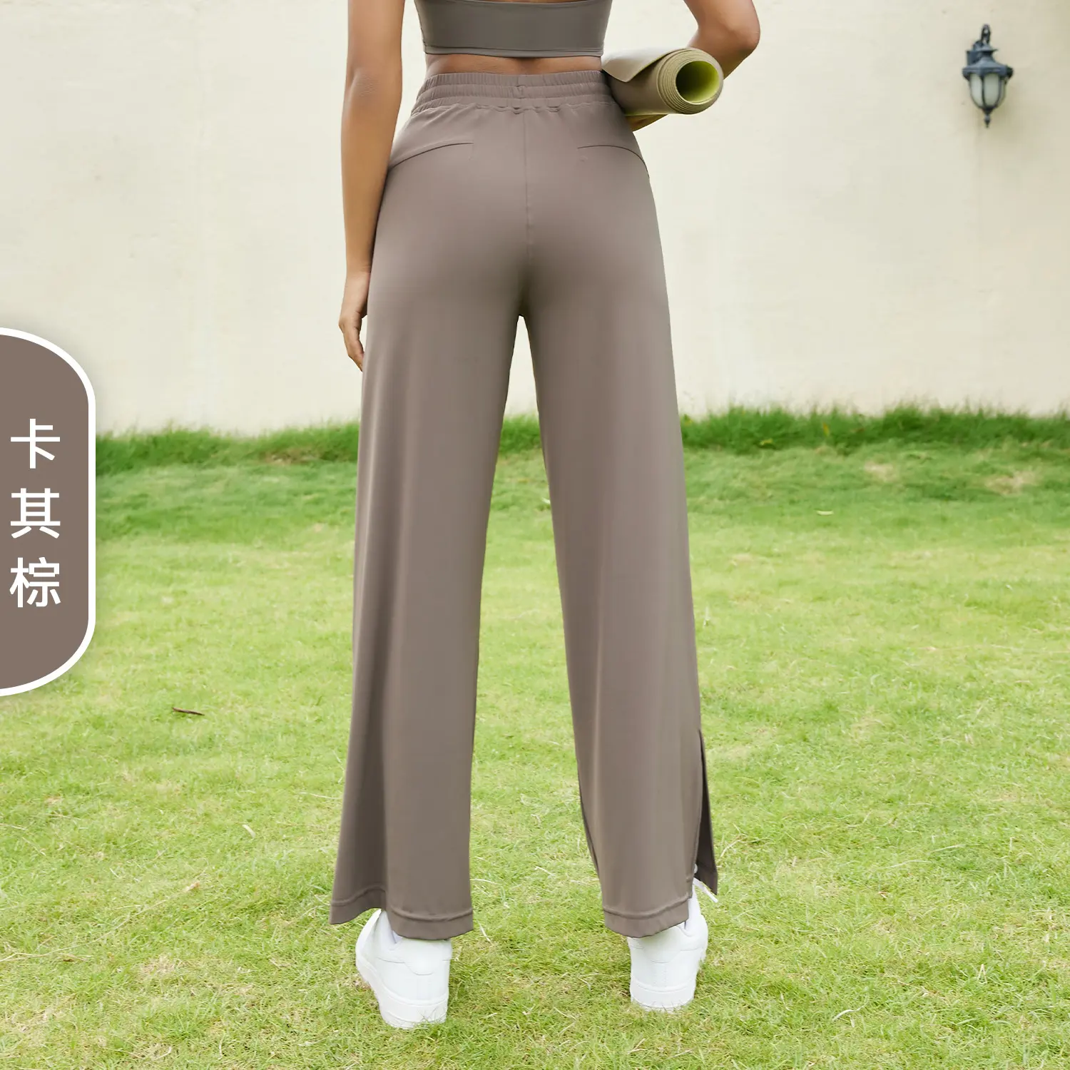 Loose drawstring yoga trousers women's split ends with pockets sports yoga pants thin fitness pants pants