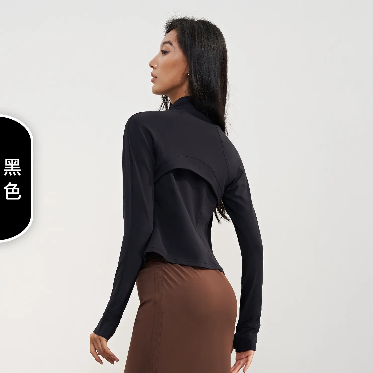 yoga top, stand-up collar, slim-fitting sports jacket, women's high-end rear mesh breathable yoga clothes  gym top women