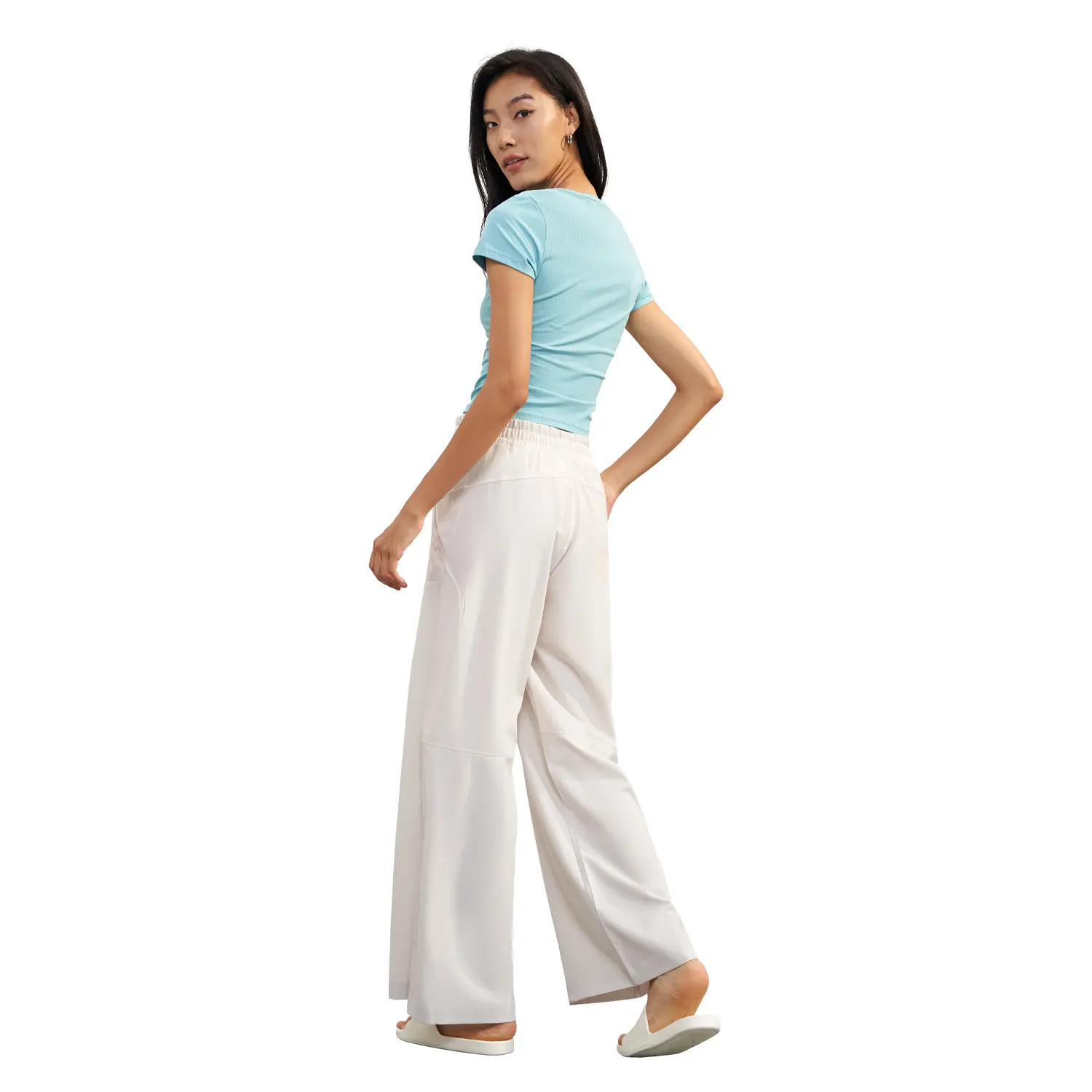 Sunscreen Loose Trousers Women's Pocket Zipper Waist Straight Wide-leg Trousers Cool Quick-drying Sweatpants