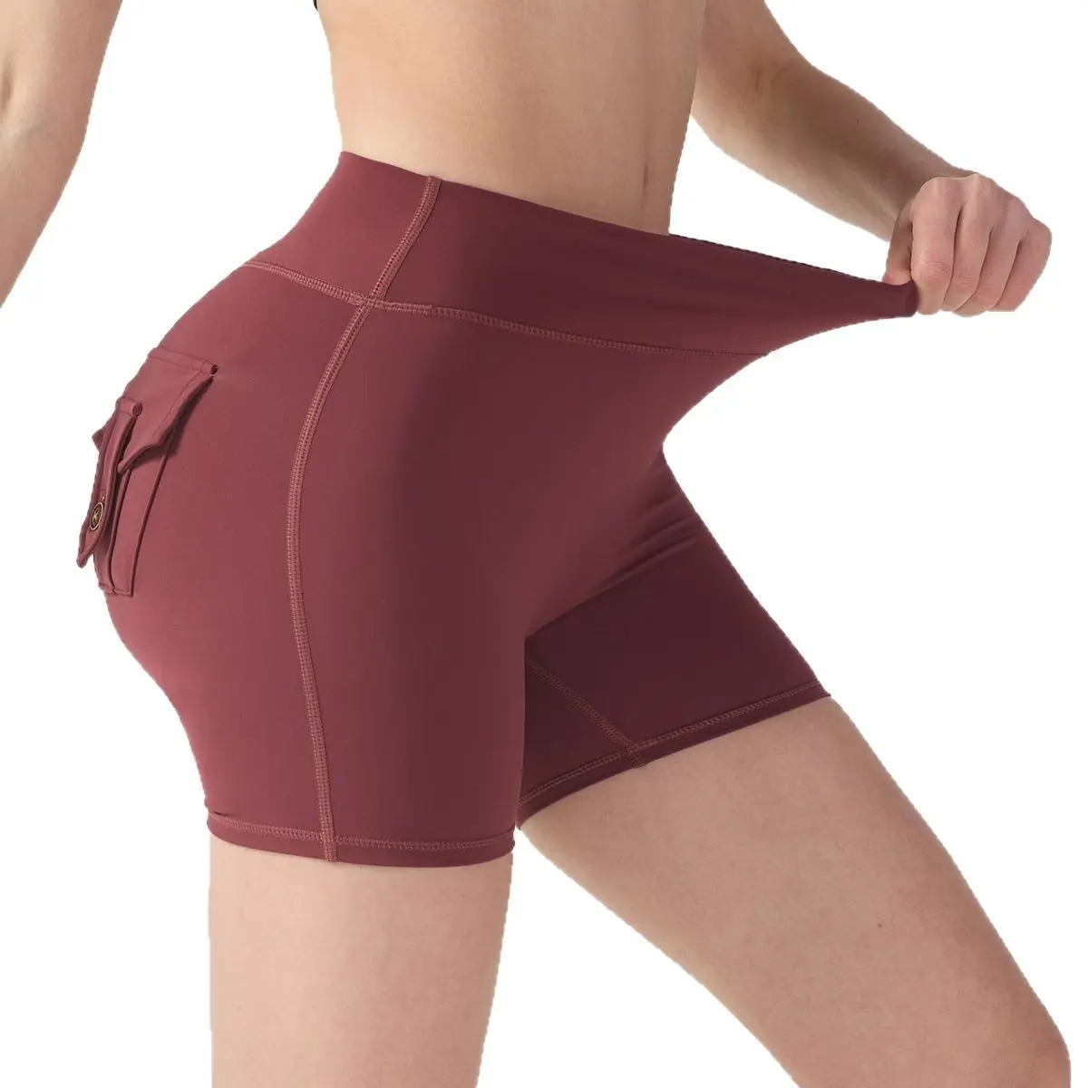 Tooling Skinny Yoga Shorts High Waist High Elastic Skinny Button Quick Drying Running Fashion Fitness Shorts  gym shorts